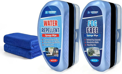 Water Repellent & Anti-Fog Glass Brush Kit with Towels | Hydrophobic Rain Repellent & Defogger for Car Glass Windshield Windo