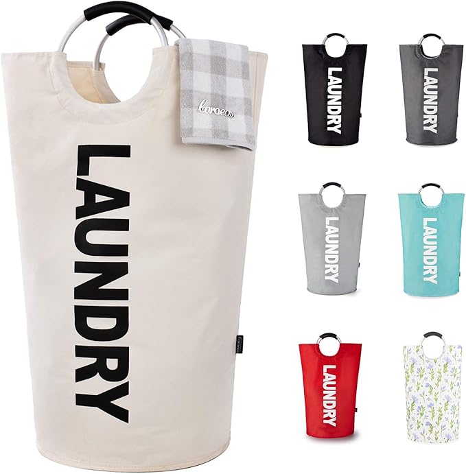 Caroeas 125L Laundry Basket,Large Laundry Hamper, Laundry Bag with Padded Handles, Clothes Hamper Stands Up Well, Collapsible