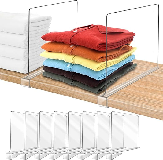 12 Inches Tall [Extra Tall Version] Shelf Dividers for Closet Organization and Storage, 8 Pack Purse Organizer for Closet Acr
