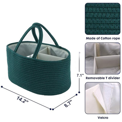 Baby Diaper Caddy Organizer for Girl Boy Rope Nursery Storage Bin Basket Portable Holder Tote Bag for Changing Table Car Trav