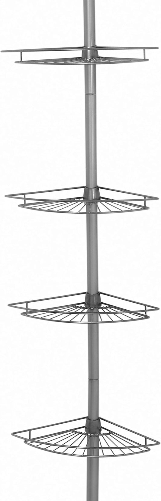 Zenna Home Tension Pole Corner Caddy, Satin Nickel