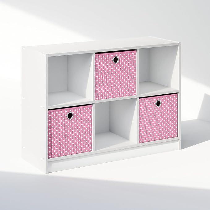 Furinno Cubic Closet Organizers and Storage, 6-Cube Closet Organizer with Bins, Open Shelf Storage, for Wardrobe, Bedroom, Li