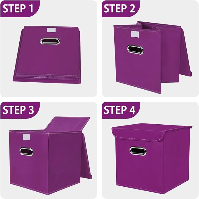 Closet Organizers Fabric Storage Bins With Lids Collapsible Cube Storages Organizer Basket With Handles,Storage Boxes for Clo