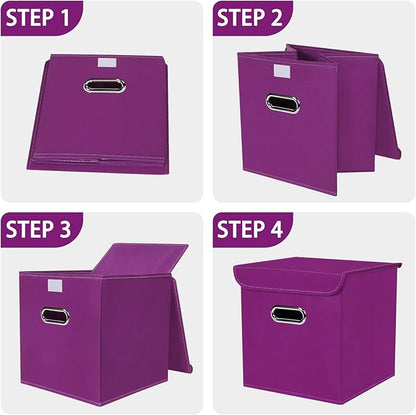 Closet Organizers Fabric Storage Bins With Lids Collapsible Cube Storages Organizer Basket With Handles,Storage Boxes for Clo