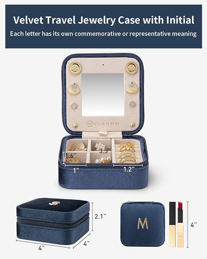 Vlando Mother in Law Mothers Day Gift, Initial M Travel Jewelry Case, Small Jewelry Travel Case, Mini Jewelry Case, Birthday 