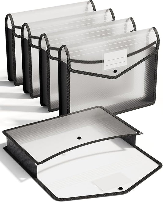 ThinkTex Plastic Expanding File Folder, Transparent envelopes with Snap Closure, No Dividers, Large Capacity, Fit Letter/A4 S
