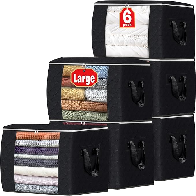 Fab totes 24 Gallons Clothes Storage, Foldable Thick Fabric Blanket Storage Bags, Containers for Organizing Bedroom, Closet, 