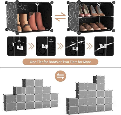 ROJASOP Portable Shoe Rack Organizer, 72 Pairs Covered Shoe Rack Shoe Organizer for Closet Entryway 12-Tier Shoe Storage Cabi