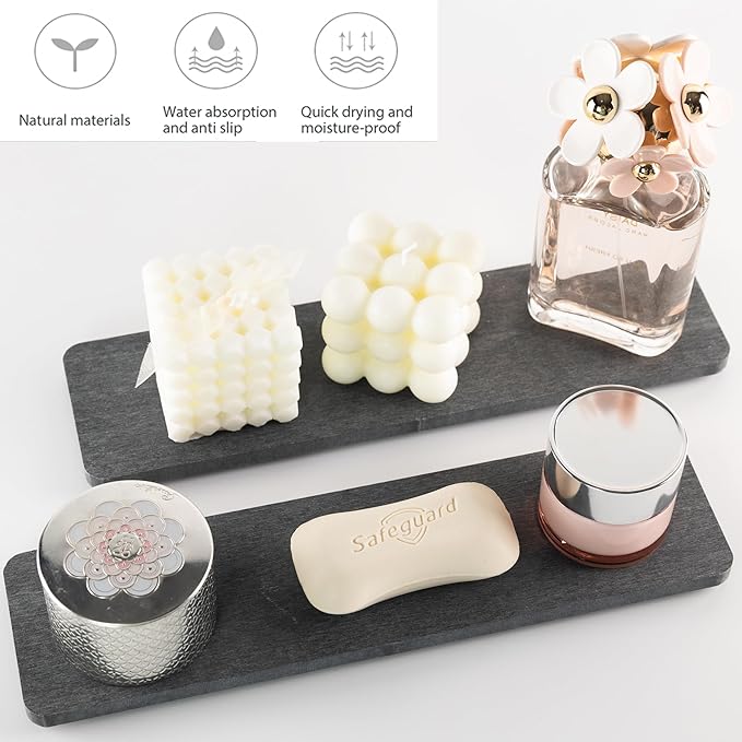 NiuYichee 2 Pcs Water Absorbing Stone Trays, Kitchen/Bathroom Sink Soap Dish, Diatomite Tray Used for Hand Soap & Cosmetic Bo