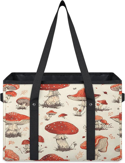 Reusable Grocery Bags Heavy Duty Shopping Bags Foldable Large Tote Bags with Long Handles & Hard Bottom