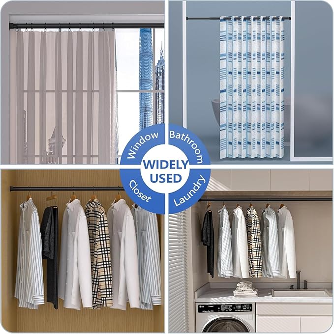 Closet Rod, 17 to 38 Inch Adjustable Closet Bar for Hanging Clothes, Heavy Duty Clothes Hanging Rod Closet Poles for Wardrobe