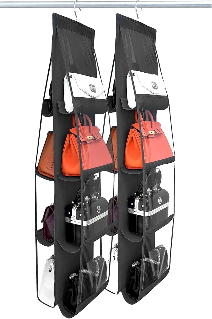 purse organizer, 2 Pack,purse organizer for closet, Upgrade Larger8 Pockets, hand bag storage organizer, bag organizer, thick