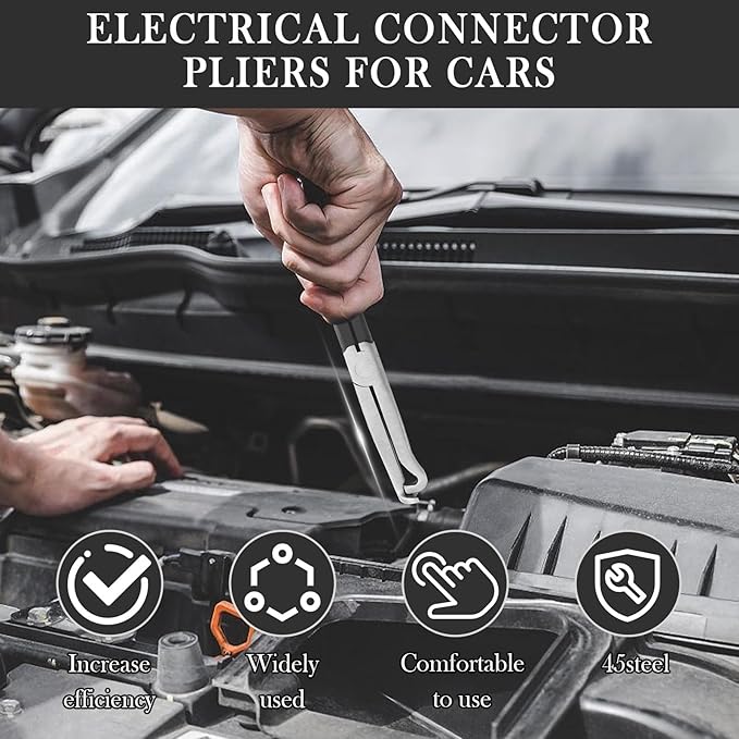 2PCS Car Electrical Disconnect Pliers & 1PC Hose Clamp Plier Kit,Electrical Connector Pliers with Serrated Design for Breakin