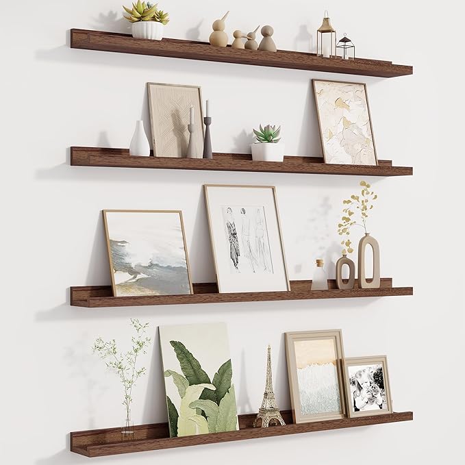 Fun Memories Picture Ledge Shelf for Wall, Floating Shelves Set of 4, 36 Inch Long Nursery Book Shelves for Toys Storage, Kid