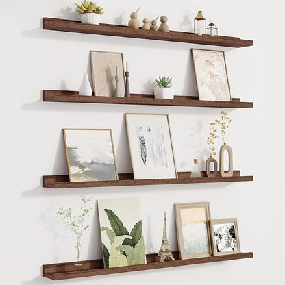 Fun Memories Picture Ledge Shelf for Wall, Floating Shelves Set of 4, 36 Inch Long Nursery Book Shelves for Toys Storage, Kid