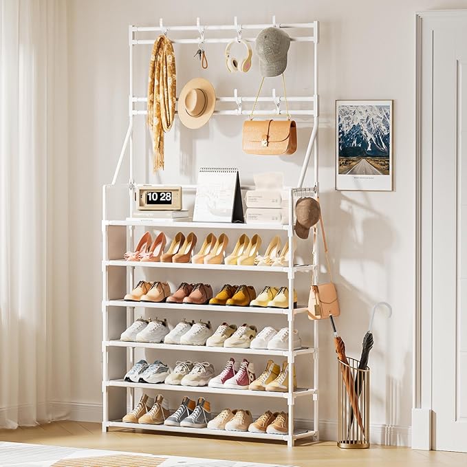 OYREL Shoe Rack 6 Tier Shoes Organizer 24-30 Pairs Shoe Racks for Closet Front Door Entrance Large Capacity Space Saving Shoe