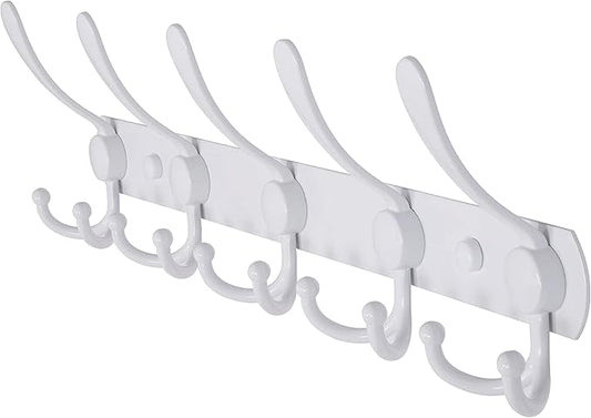 Dseap Wall Mounted Coat Rack - 5 Tri Hooks, Heavy Duty, Stainless Steel, Metal Coat Hook Rail for Coat Hat Towel Purse Robes 