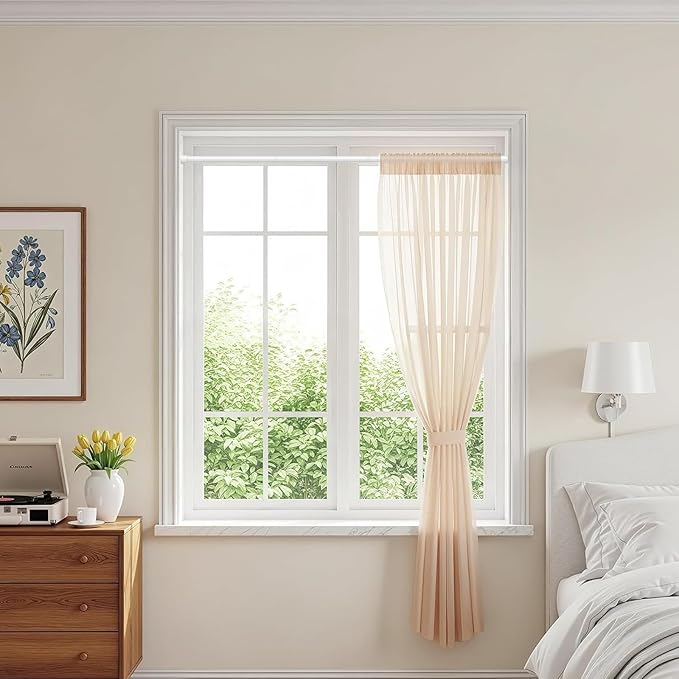 2PCS Small Tension Curtain Rod 27 to 46 Inch,White Short Curtain Rods No Drilling,Loaded Expandable Spring Curtain Rods for W