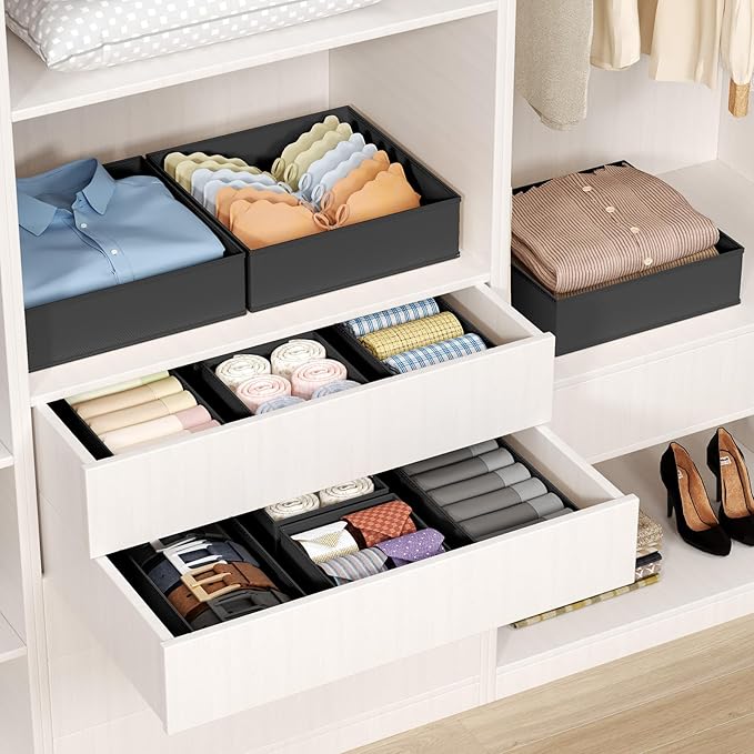 DIMJ Drawer Organizer Clothes - 20 Pack Closet Drawer Organizer Bins for Baby Clothes Storage, Fabric Dresser Organizer for N