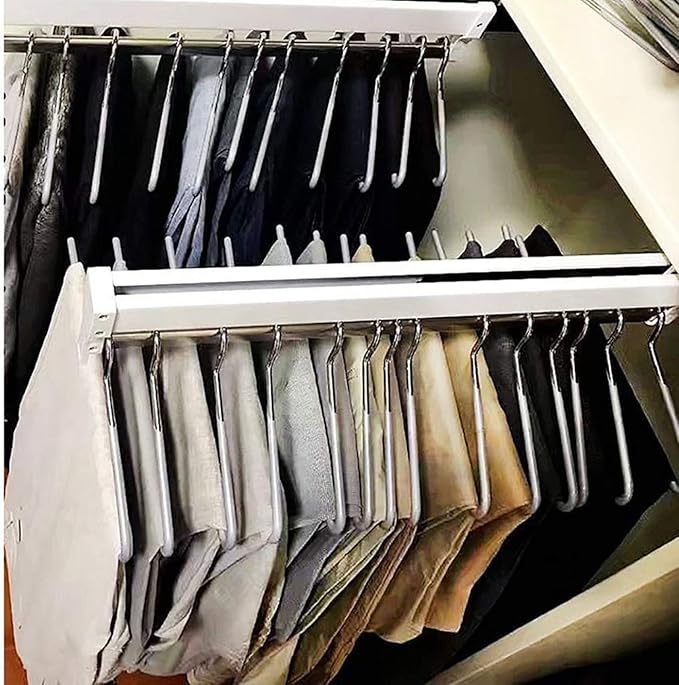 Pull Out Clothes Rail Extendable Clothes Rail - Sliding Wardrobe Closet Rod, Adjustable Wardrobe Clothing Rail, Pull Out Clot