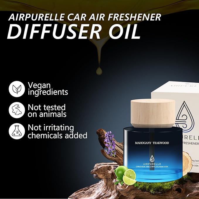 Car Air Freshener 50ML (1.7 FL OZ) Car Air Fresheners Perfume - Mahogany Teakwood Fragrance Oil Air Diffuser for Car, 180+ da