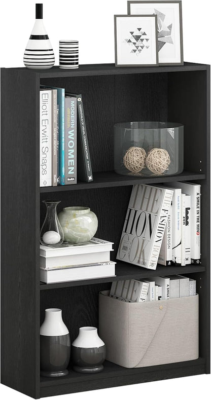 Furinno Jaya Book Shelf, 3-Tier Bookshelf, Standing Bookcase with Adjustable Shelves, 9.5 x 24.5 x 40.3, for Living Room, Bed