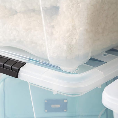 IRIS USA 54 Qt Stackable Plastic Storage Bins with Lids, 4 Pack - BPA-Free, Made in USA - See-Through Organizing Solution, La