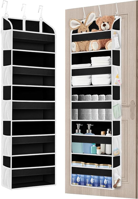 TAHAVICE 1 Pack Over The Door Storage Organizer with 5 Pockets 10 Mesh Side Pockets, 44 lbs Weight Capacity Door Hanging Orga
