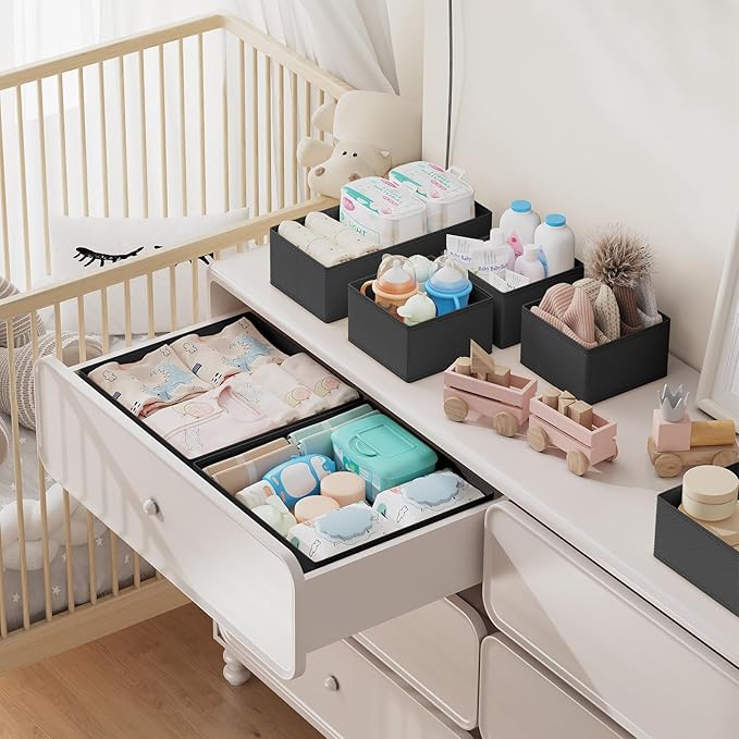 DIMJ Drawer Organizer Clothes Storage- 18 Pack Baby Dresser Organizer for Nursery, Foldable Closet Drawer Organizer Bins for 