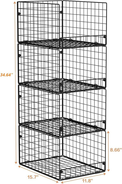4-Tier Stackable Closet Organizers and Storage Shelves, Foldable Closet Shelf Organizer System, Stackable Storage Bins Drawer