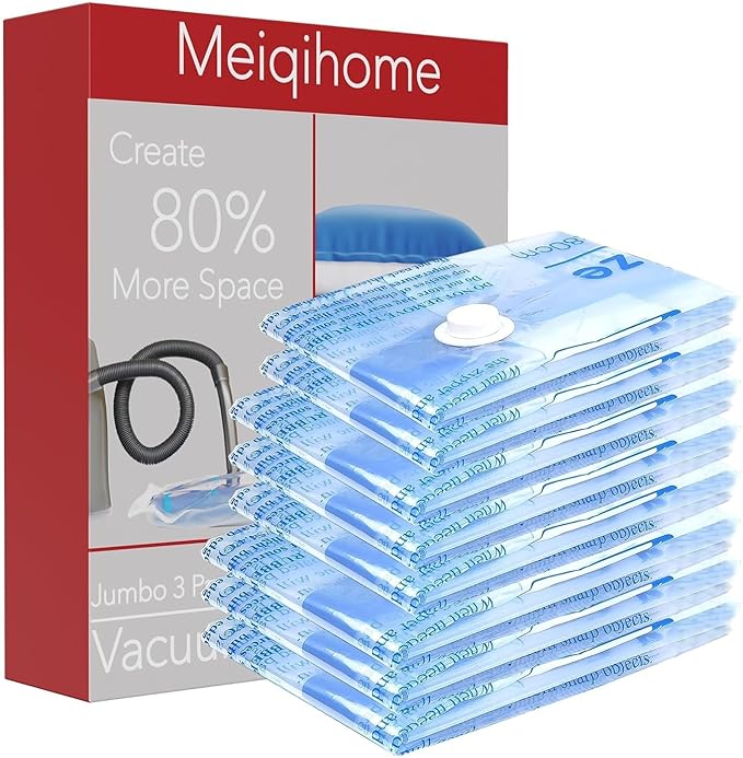 MEIQIHOME Vacuum Storage Bags, Space Saver Sealer Bags,Vacuum seal bags for clothing, Pillows, Comforters, Blankets, Bedding,