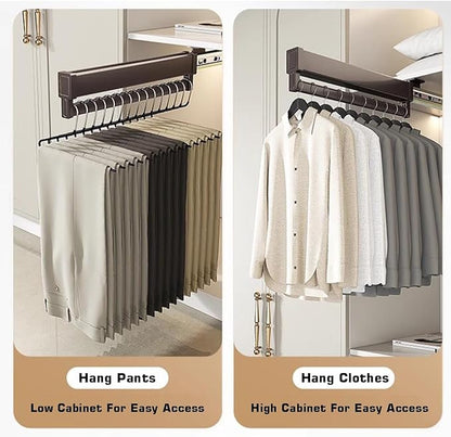 Extendable Clothes Rail - Adjustable Closet Rod with 2 Sliding Tracks, Heavy-Duty Hanger Rack, 21-60cm, Supports 25kg, Perfec