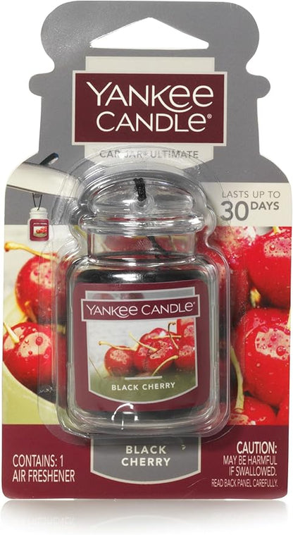 Yankee Candle Car Air Fresheners, Hanging Car Jar Ultimate, Neutralizes Odors Up To 30 Days, Black Cherry, 0.96 OZ (Pack of 6