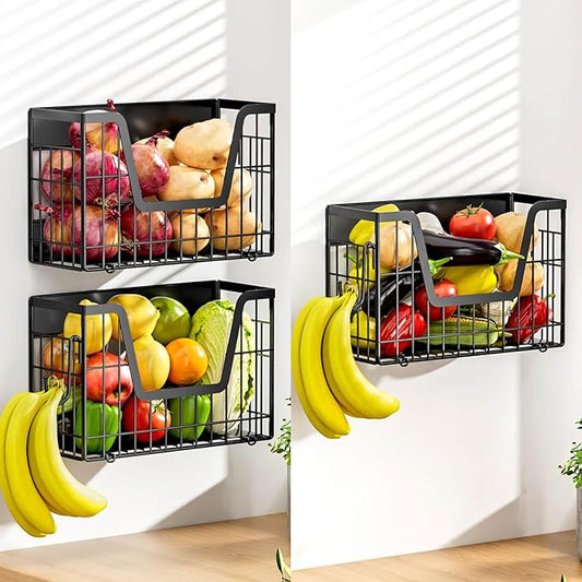 3 Set Magnetic Shelf for Fridge, Potato & Onion Storage Bins, Magnetic Fruit Basket for Refrigerator Pantry Kitchen Laundry R