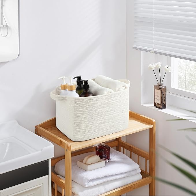 OIASKET Storage Baskets for Organizing, Woven Baskets for Shelves, Rectangle Decorative Organizer for Storage Clothes, Toy, B