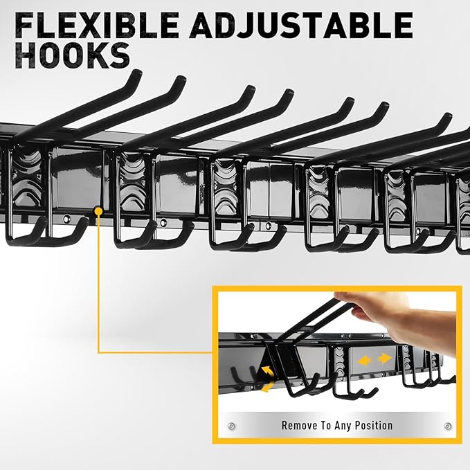 ELEAD 9-Pairs Heavy Duty Garage Tool Organizer Wall Mount Hooks, 48 Inches 730 lbs Garden Tool Organizer with Adjustable Hook