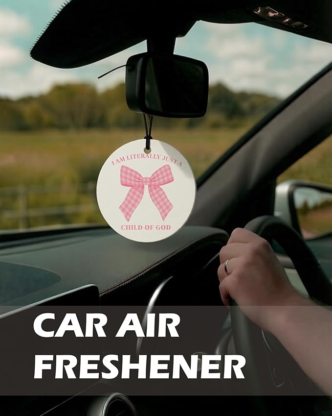 Pink Christian Round Citrus Car Air Freshener 4 Pcs, Pink Coquette Bow Tulip Floral Hanging Air Freshener for Cars Bathroom D