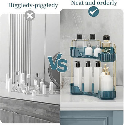INVSSENE Corner Bathroom Countertop Organizer, Vanity Organizer Trays for Counter, Makeup Organizers, Perfume Tray, Skincare 