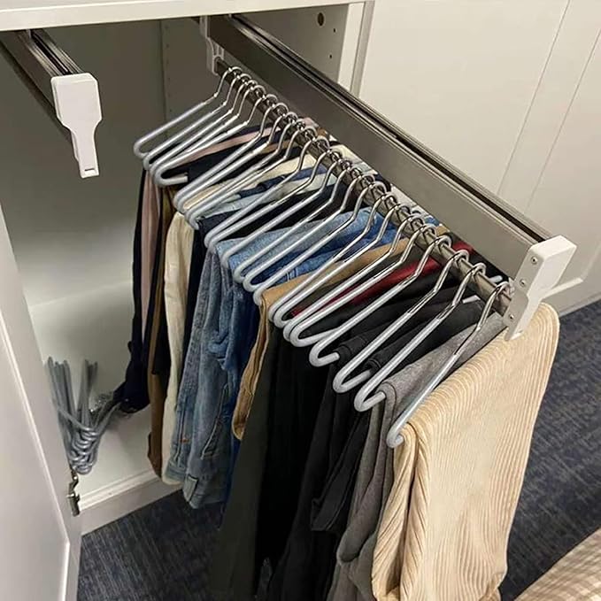 Pull Out Clothes Rail Extendable Pull Out Closet Rod - Wardrobe Pull-Out Trousers Rack, 30-60Cm Pull-Out Closet Rod, Wardrobe