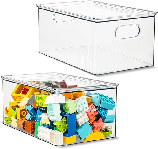 primebox Plastic Clear Stackable Storage Bins with Lids. Great for Pantry or Kitchen Organization. Fridge Organization Contai