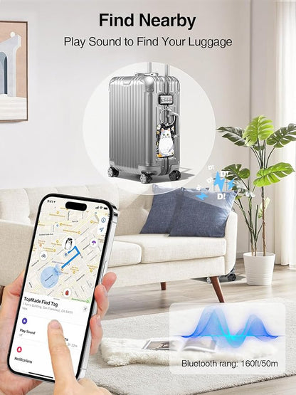 TopMade Smart Luggage Tag with Find My, Premium Leather Luggage Tags for Suitcase, Travel Bags, Backpacks, Anti-Lost Suitcase