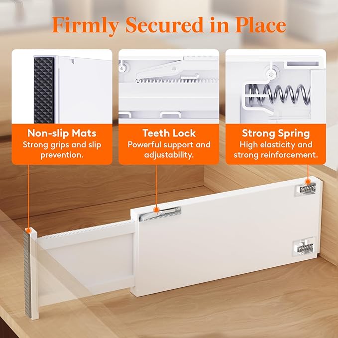 Lifewit 9 Pack 5" High Drawer Dividers 34-56cm/13.5-22" Adjustable Drawer Organizer for Clothes/Utensils, Expandable Drawer S