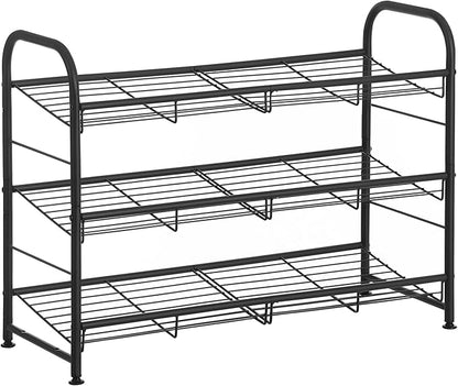 SONGMICS Shoe Rack, 3 Tier Shoe Organizer for Closet, Holds up to 12 Pairs of Shoes, Shoe Rack for Front Door Entrance, Metal