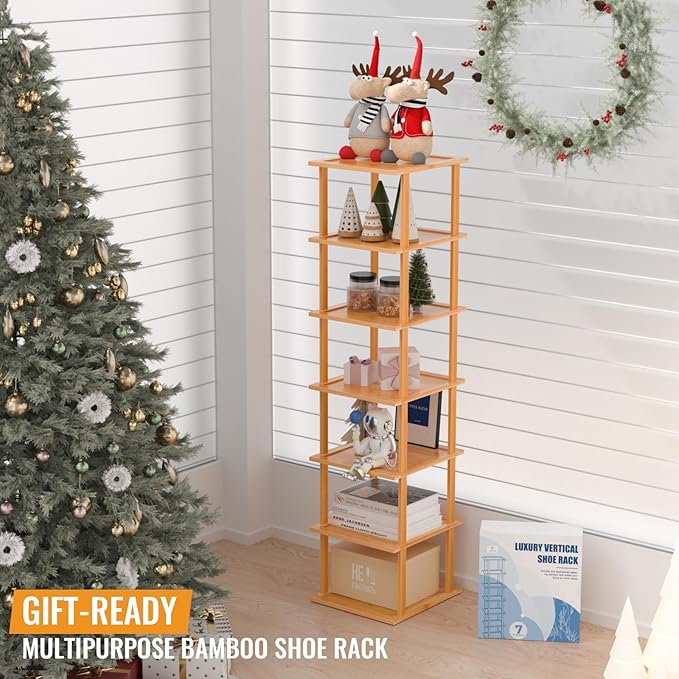 MHXW SXPN Bamboo Free Standing Shoe Rack Shelf Multi Tier Tall Wooden Stackable Shoes Rack Organizer for Closet Front Door En