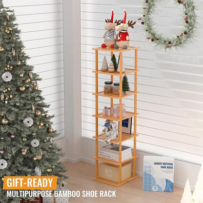 MHXW SXPN Bamboo Free Standing Shoe Rack Shelf Multi Tier Tall Wooden Stackable Shoes Rack Organizer for Closet Front Door En