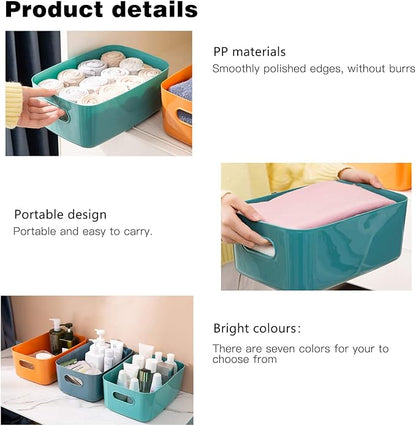 OWill 7 Pcs 2.1 L Plastic Storage Bins and Baskets for Efficient Home Classroom Organization Small Containers in Multicolour 