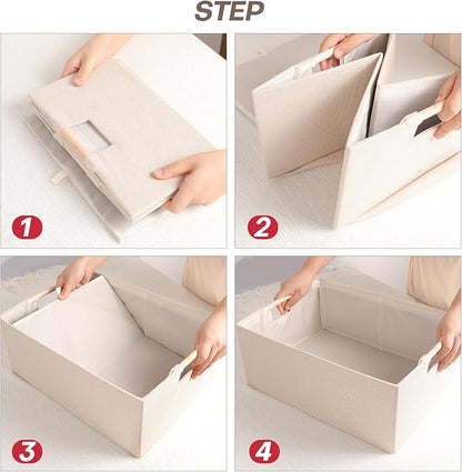 ANMINY 6PCS Storage Baskets for Organizing Collapsible Fabric Storage Bins Boxes with Wood Handles Closet Shelves Cube Organi
