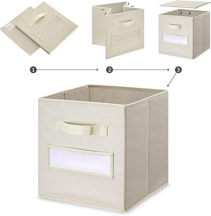 artsdi 13x13x13 storage cube bins (Set of 10) Fabric storage cubes with 10 Labels Window Cards & a Pen, storage cubes 13x13, 