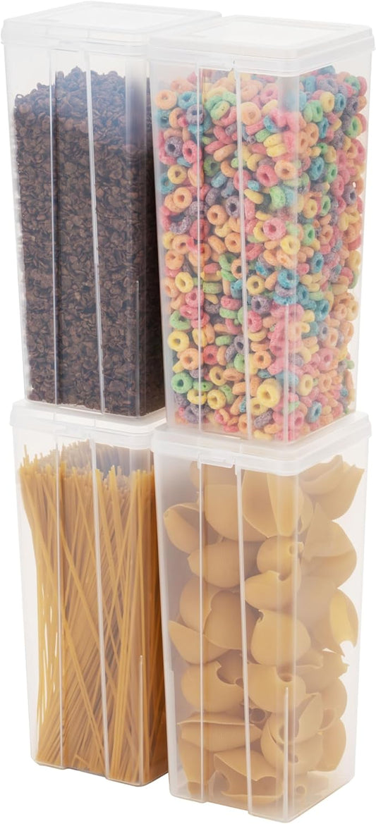 IRIS USA Food Storage Containers with Flip-Top Lid, 3.9 Qt - 4 Pack, Clear Stackable Food Containers for Kitchen & Pantry Org