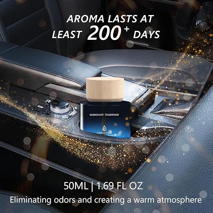 Car Air Freshener 50ML (1.7 FL OZ) Car Air Fresheners Perfume - Mahogany Teakwood Fragrance Oil Air Diffuser for Car, 180+ da